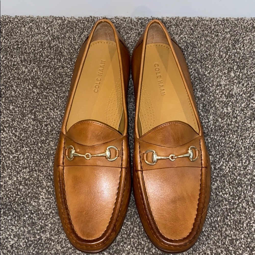 Cole Haan Men’s Tan Leather Gold PigNose Loafers